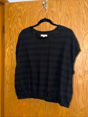 Madewell Black Short-Sleeve Knit Top with Elastic Hem